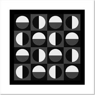 1960's style black and white abstract design Posters and Art